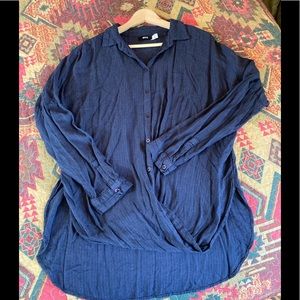 NWOT BDG Medium Dark Blue Button Up Blouse